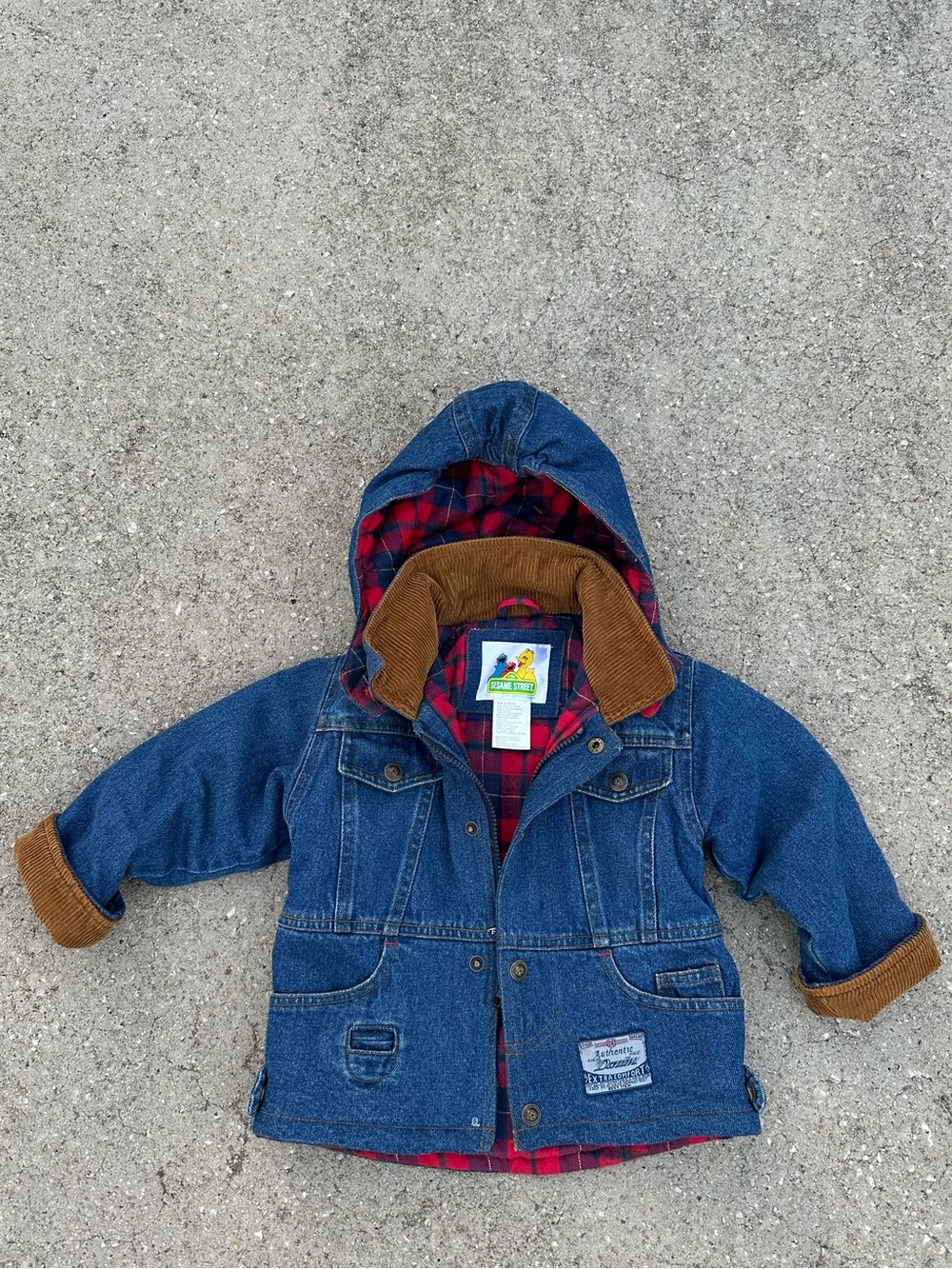Sesame Street Vintage toddler flannel lined jean jacket